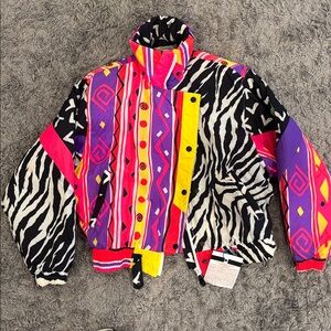 Obermeyer Ladies vintage ski Jacket with Pink and White